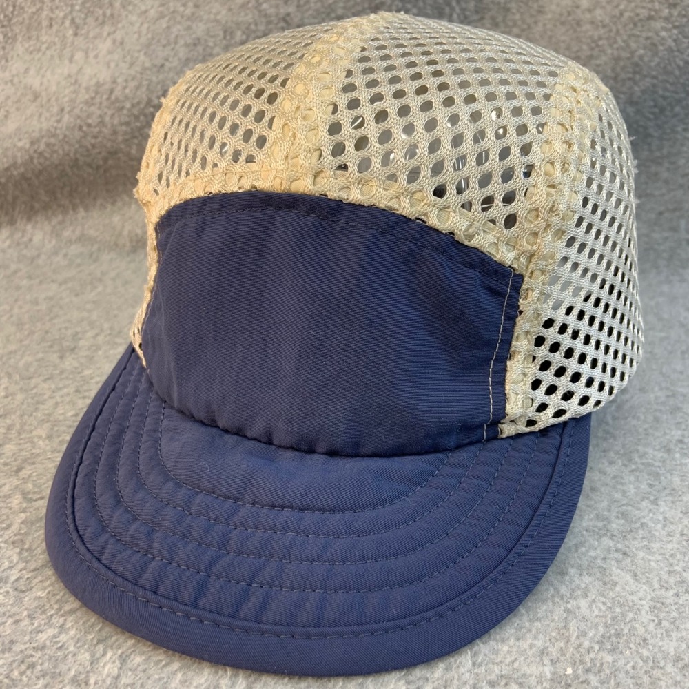 Vintage 90s Patagonia 5 Panel Hat Cycling Running Cap Navy Blue Mesh